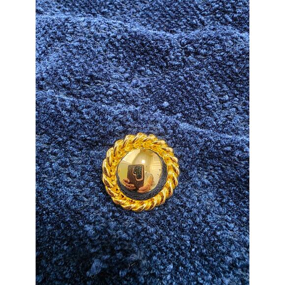 Vintage Mark Fore & Strike Sz L Navy Blue Wool Blend Cardigan Sweater 90s Retro - Picture 4 of 10